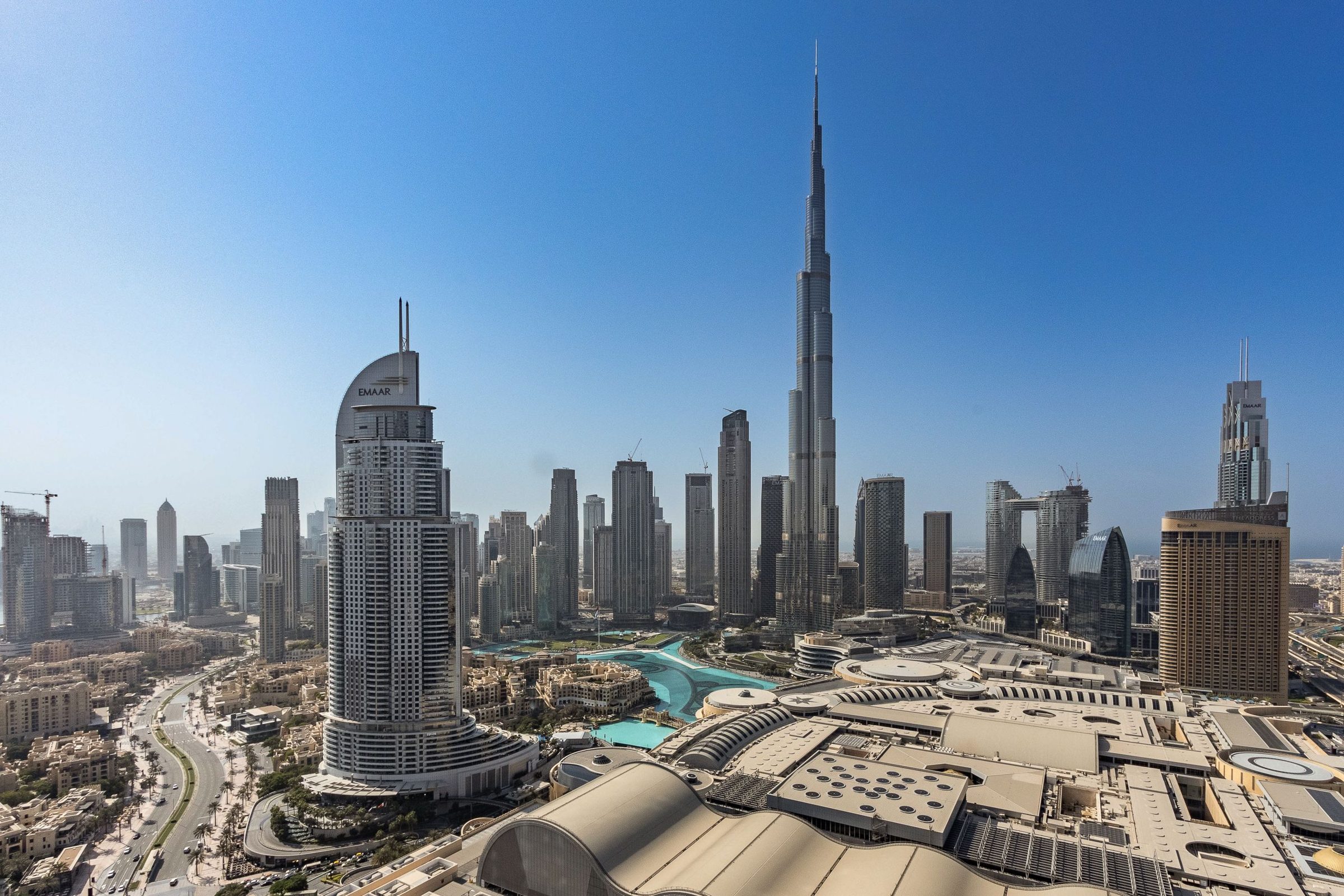 Downtown Dubai and the Burj Khalifa on a clear day
